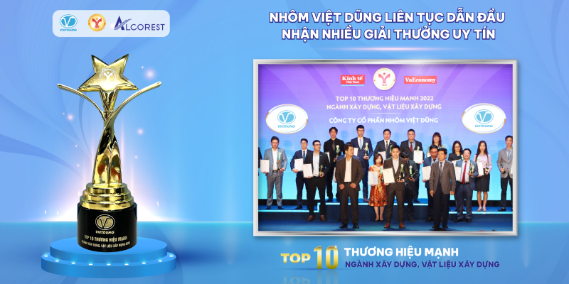 Nhôm Việt Dũng liên tục được vinh doanh trong giải Thương hiệu mạnh Việt nam 2022